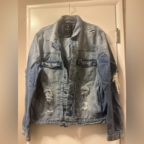 Posh XL Distressed Denim Jacket - Picture 2 of 12